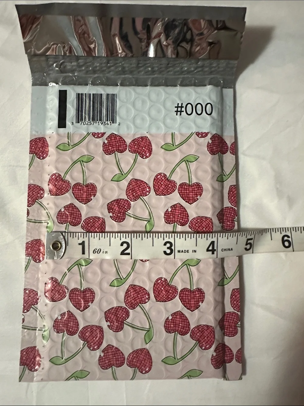 Cherry Heart Disco Ball Poly Bubble Mailers 4.25
